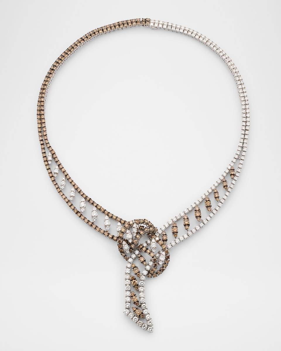 18K White Gold Brown and White Diamond Necklace